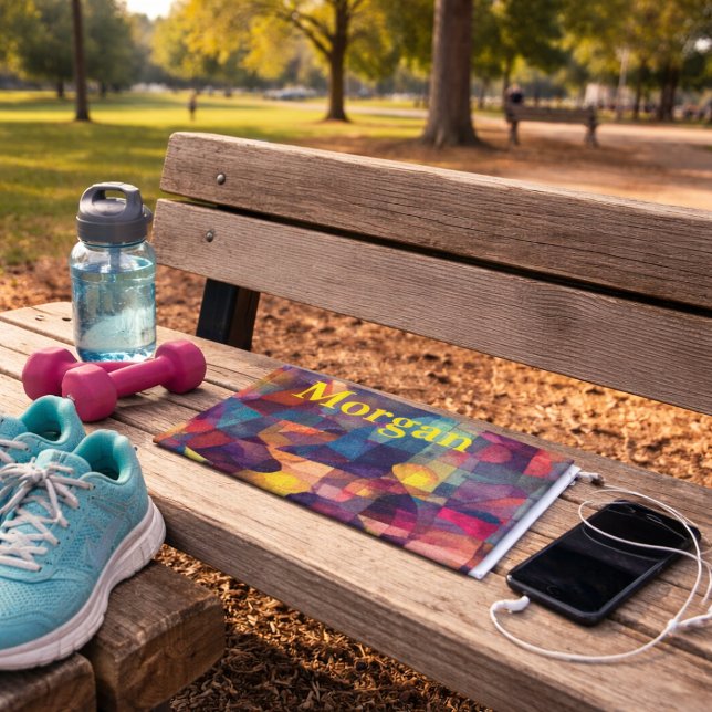 Custom Vivid Abstract Geometric Sports Hand Towel (Creator Uploaded)