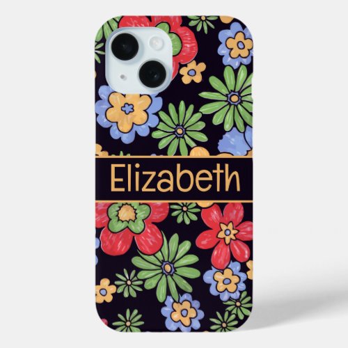 Custom Vivid Colorful Flowers iPhone 15 Case