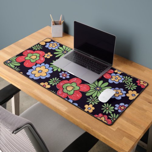 Custom Vivid Colorful Flowers Pattern Print Desk Mat