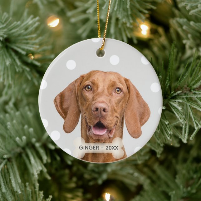 Custom Vizsla Dog Photo Ceramic Ornament (Tree)