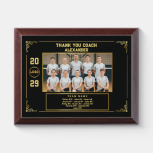 Custom Volleyball Coach with Team Photo & Names Award Plaque