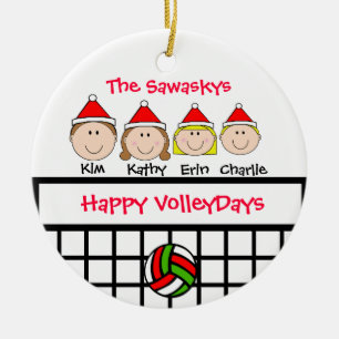 Custom Volleyball Family Holiday Ornament