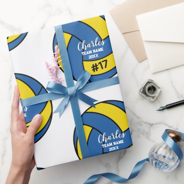 Custom Volleyball Gift Wrap with Name & Number (Gifting)