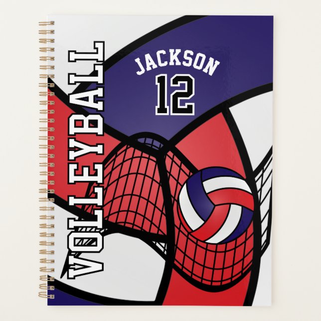 Custom - Volleyball in Red, White and Navy Blue Planner (Front)