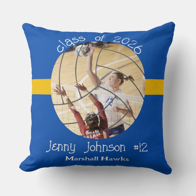 Custom Volleyball Photo Senior Memory  Throw Pillow (Front)