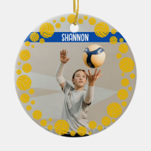 Custom Volleyball Picture Name Year Ceramic Ornament