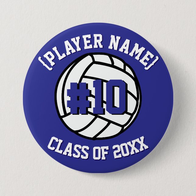 Custom Volleyball Player and Class Button (Front)
