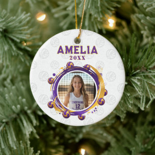 Custom Volleyball Player Photo Christmas Ceramic Ornament