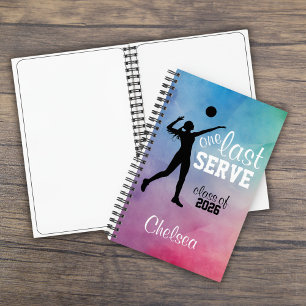 Custom Volleyball Rainbow Senior One Last Serve Notebook