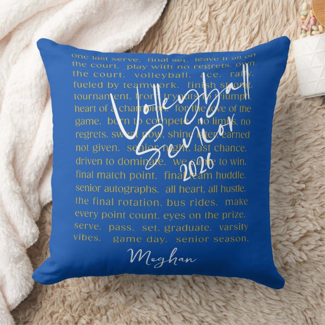 Custom Volleyball Senior Motivational Typography  Throw Pillow (Blanket)