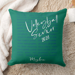 Custom Volleyball Senior Motivational Typography Throw Pillow