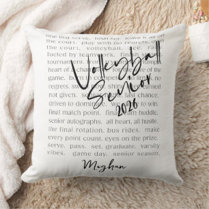 Custom Volleyball Senior Motivational Typography  Throw Pillow