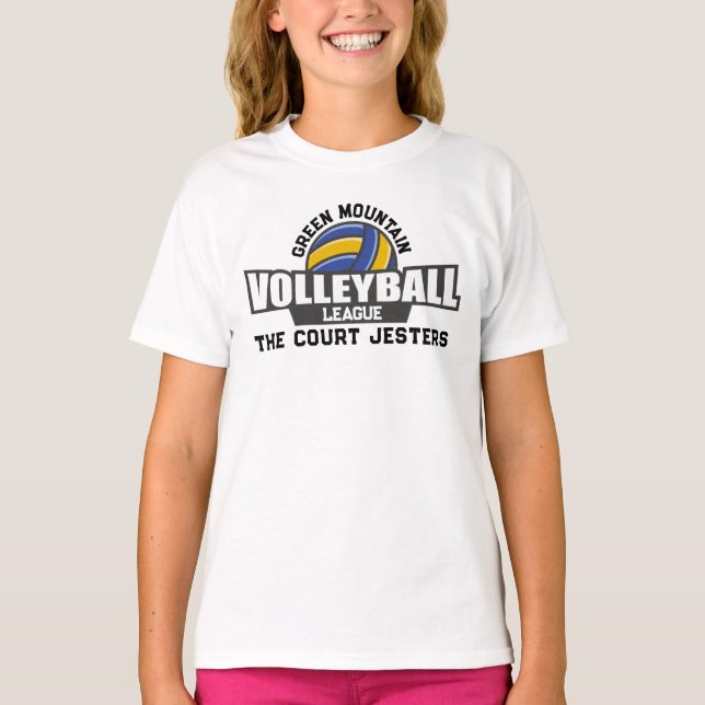 Custom Volleyball Team Name Number Club League T-Shirt (Front)