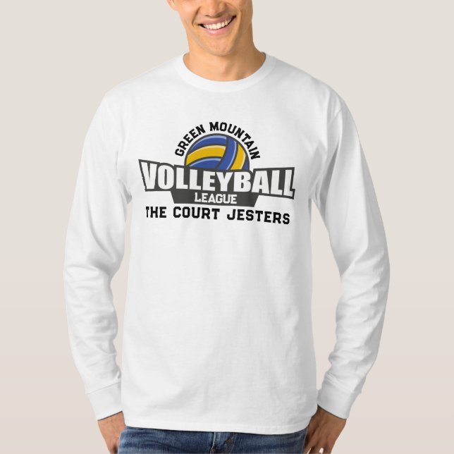 Custom Volleyball Team Name Number Club League T-Shirt (Front)