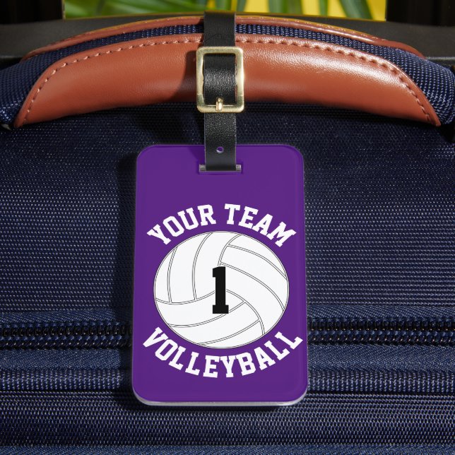 Custom Volleyball Team Name, Player Number & Color Luggage Tag (Front Insitu 2)