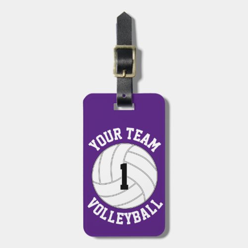 Custom Volleyball Team Name Player Number  Color Luggage Tag