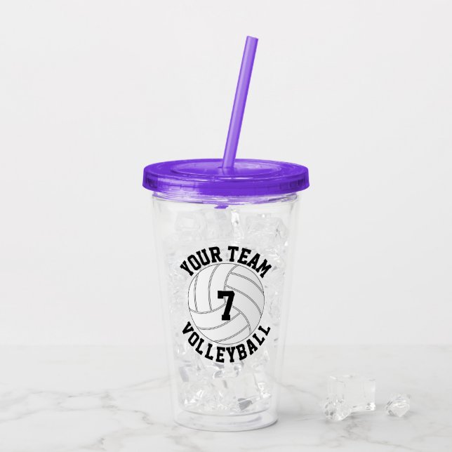 Custom Volleyball Team Name & Player Number Sports Acrylic Tumbler (Back Ice)