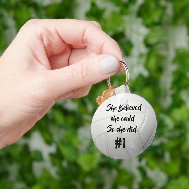 Custom Volleyball Text and Jersey Number Keychain (Hand)