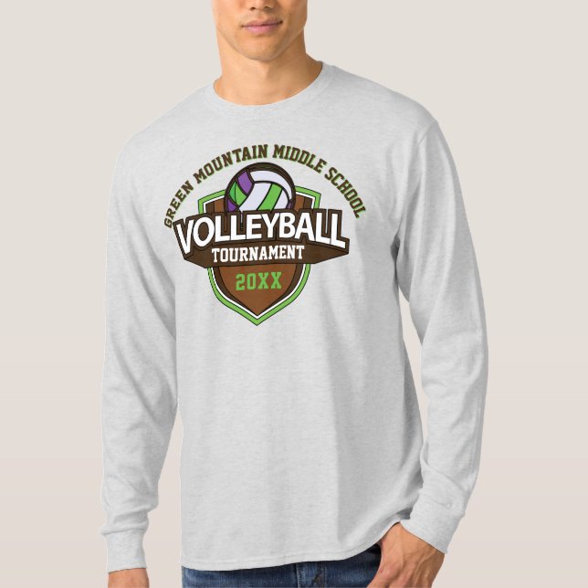 Custom Volleyball Tournament Year Name Number T-Shirt (Front)
