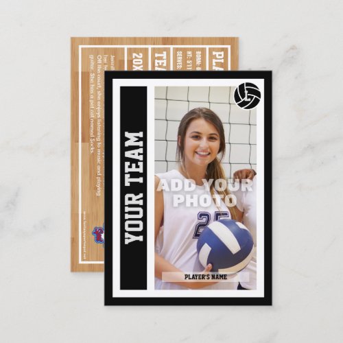 Custom Volleyball Trading Card Black