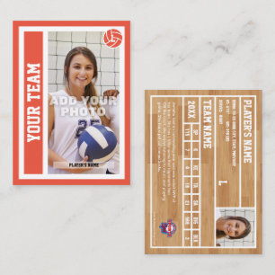 Custom Volleyball Trading Card (Orange Red)