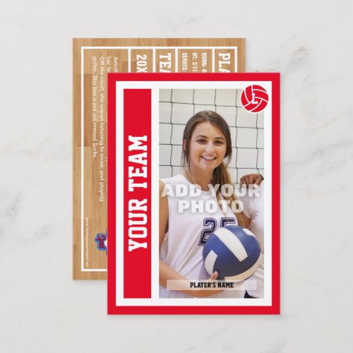 Custom Volleyball Trading Card Red