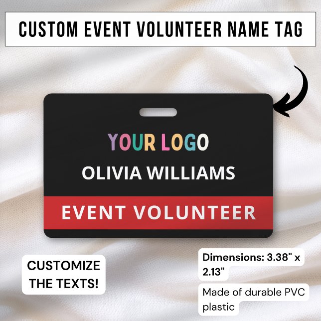 Custom Volunteer Badge Clip Event Name Tag Logo (Creator Uploaded)