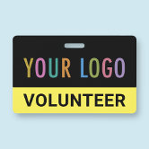 5 Volunteer Badges With Clips Plastic Reusable Custom Name Badge Tag With Clothing  Friendly Clip for School, Office, Hospital & Events 