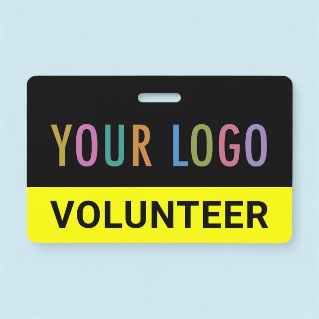 Custom Volunteer Badge Clip or Lanyard Event Logo (MISOOK Volunteer Badge Yellow Black)