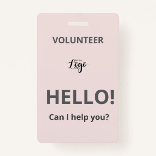 Custom Volunteer - Blush pass charity logo lanyard Badge