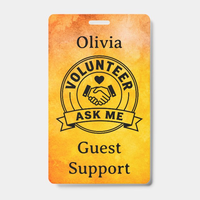 Custom Volunteer Event Staff Badge (Front)