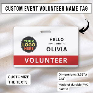 Custom Volunteer Event Staff Clip Logo Badge