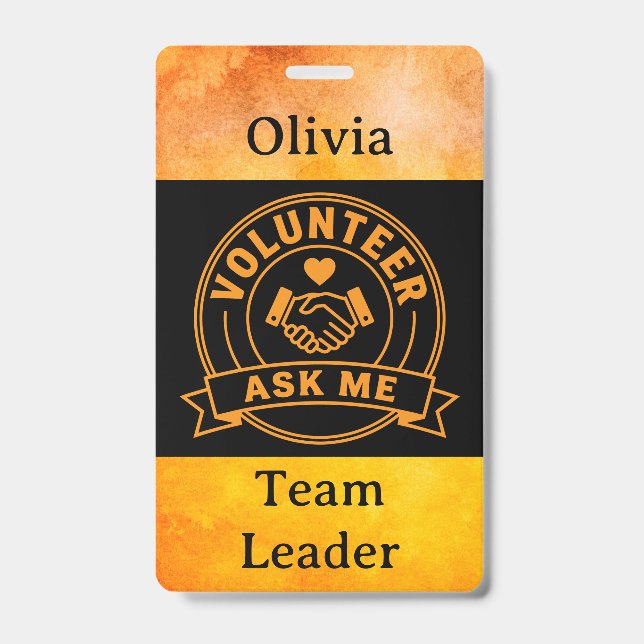 Custom Volunteer Event Staff Name Badge (Front)