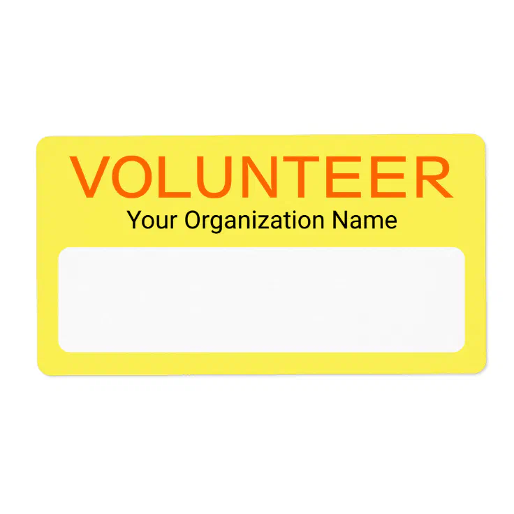 Custom Volunteer Name Tag Stickers Yellow Writable | Zazzle