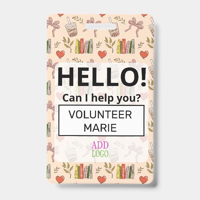 Custom Volunteer - Photo pass-  BOOKS Badge (Front)
