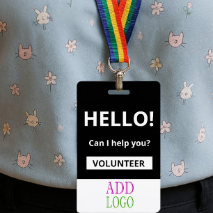 Custom Volunteer - Photo pass charity logo lanyard Badge