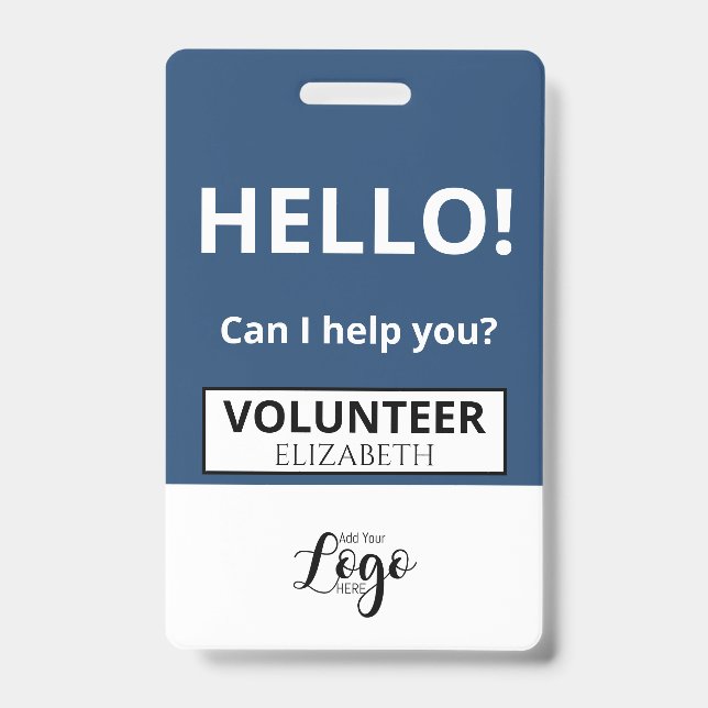 Custom Volunteer - Photo pass-  Name ID Badge (Front)