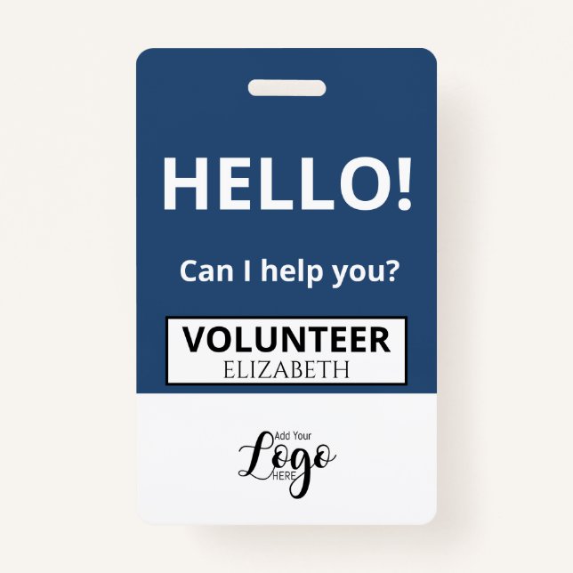 Custom Volunteer - Photo pass-  Name ID Badge (Front)