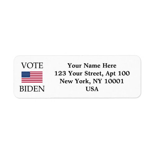 Custom Vote Biden Patriotic American Flag Label