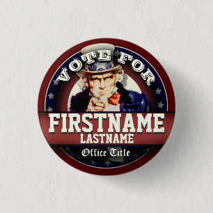 Custom Vote For with Uncle Sam Button