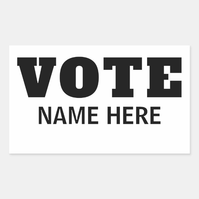 CUSTOM VOTE VOTERS CANDIDATE ELECTION RECTANGULAR STICKER (Front)