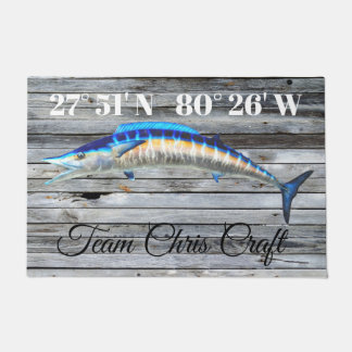 Custom Wahoo Door Mat with Lat and Long