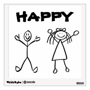 Custom Wall Decal/Stick Figure Happy Wall Sticker