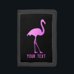 Custom wallet with neon pink flamingo bird design<br><div class="desc">Custom wallet with neon pink flamingo bird design. Personalized money wallet for kids and adults. Black and pink colors.</div>