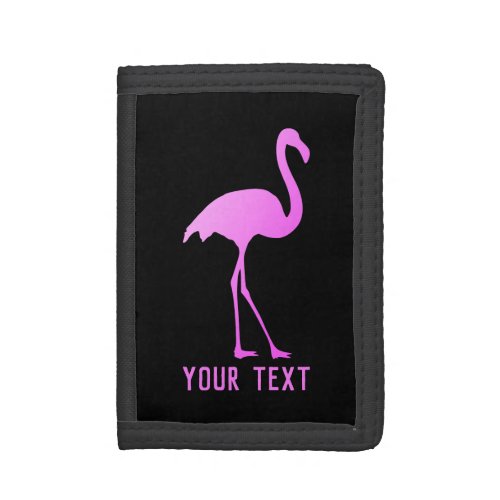 Custom wallet with neon pink flamingo bird design