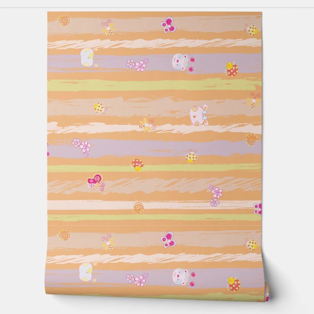 Custom Wallpaper 2' x 8' Textured Vinyl – Baby Joy Wallpaper (Unrolling)