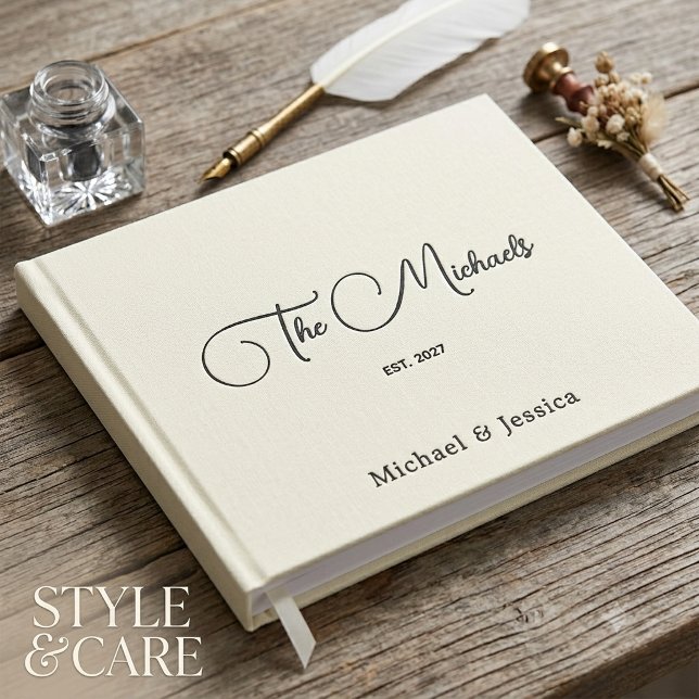 Custom Warm Beige Wedding Guest Book Keepsake Desi (Custom Warm Beige Wedding Guest Book Keepsake Design)