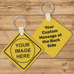 Custom Warning Diamond Sign Keychain