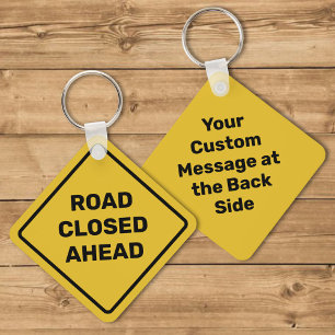 Custom Warning Diamond Sign Keychain