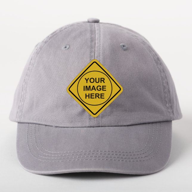 Custom Warning Diamond Sign Patch (On Headwear)